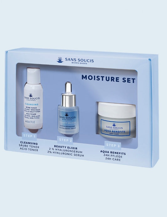 SANS SOUCIS - Kit de Hidratación (Cleansing + Beauty Elixir + Aqua Benefits)